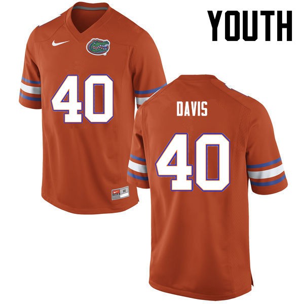 Florida Gators Youth #40 Jarrad Davis College Football Jersey Orange